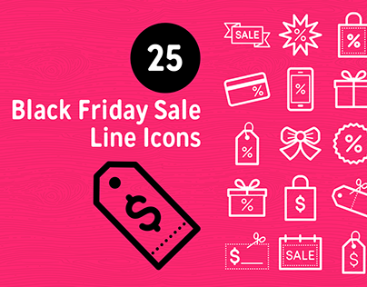 Black Friday Sale Line Icons