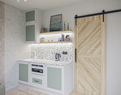 White + Mint Green Kitchen Design