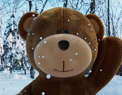 A Stuffed bear in the snow