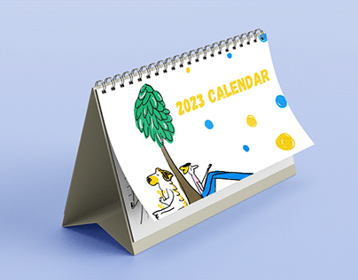 Calendar 2023 with dog illustrations