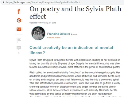 Artigo em inglês: On poetry and the Sylvia Plath effect