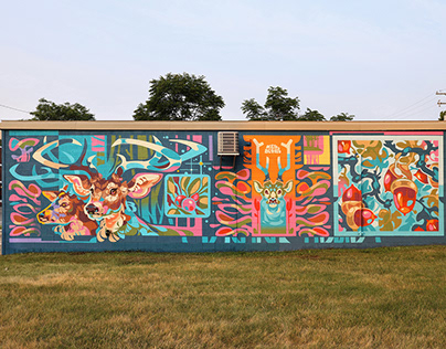 “Deers” Mural and Busker Festival in Green Bay, WI.