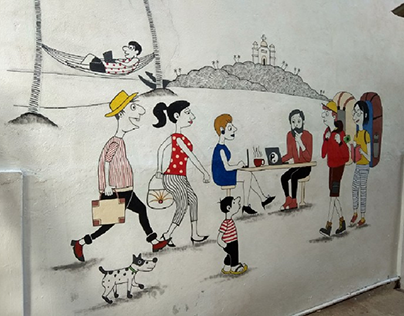 Wall painting at Nomad Gao (Asagaon, Goa, India)