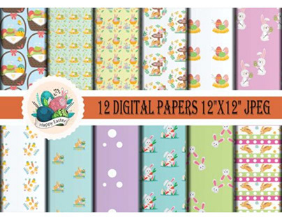 12 Easter Digital Pattern Papers Sublimation