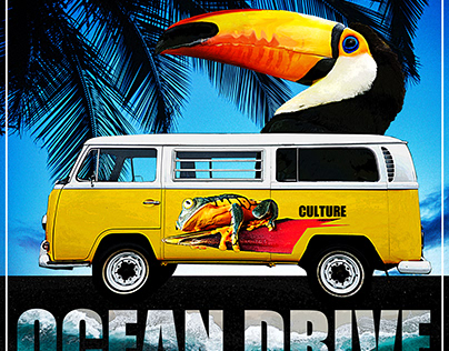 Ocean drive. Art of travelling. Culture posters