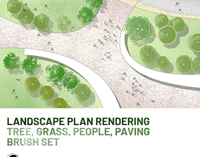 Landscape plan rendering and plan brushes set