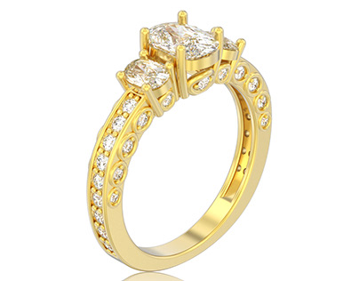 3d gold decorative diamond ring