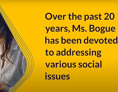 Ms. Bogue, Devoted to Addressing Various Social Issues
