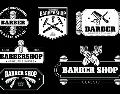 Hand Drawn Barbershop Badge Logo