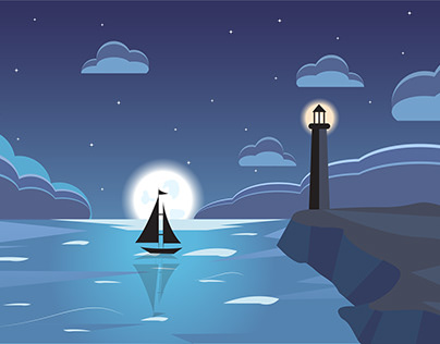 Project thumbnail - Night Sea Illustration