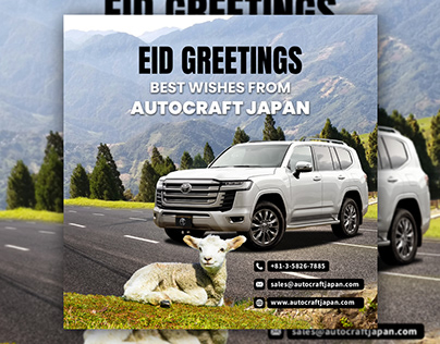 Eid Wishes banner design for Autocraft Japan