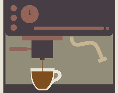 Coffee Machine Digital Illustration