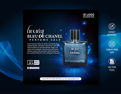 Bleu De Chanel Perfume Social Media Banner Design