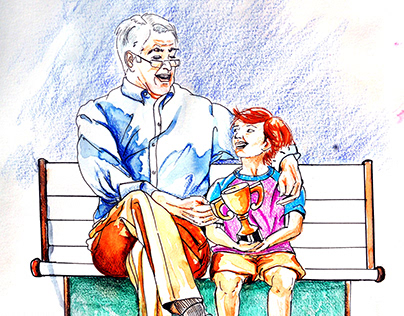 Grandpa & Grandson - Book Illustration
