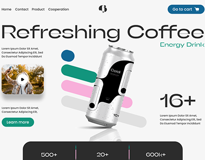 Web design of iced coffee drink Goldi