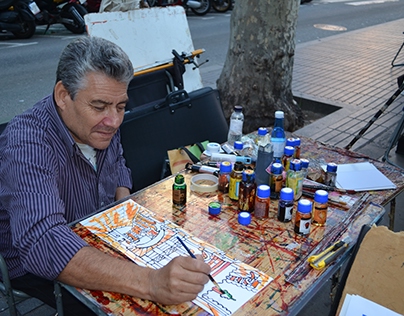 Artistas callejeros en Barcelona