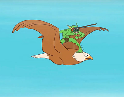 Gobblin on eagle 2D Animation.