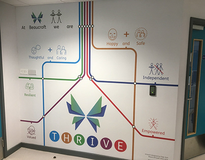 THRIVE wall mural for Beaucroft College