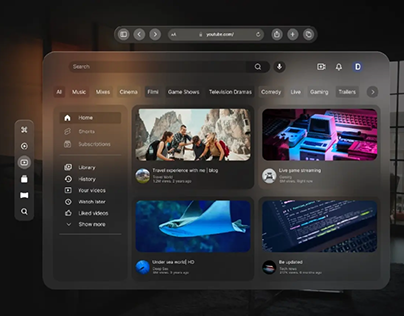 YouTube spatial design concept for Apple vision os.