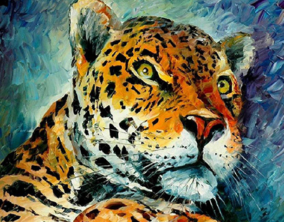 SNOW LEOPARD — oil painting on canvas