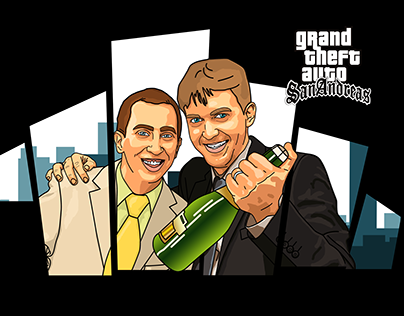 Illustration in the style of the game GTA SA