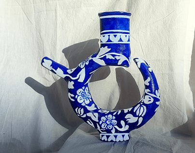 Blue Pottery a modern ceramic water pitcher