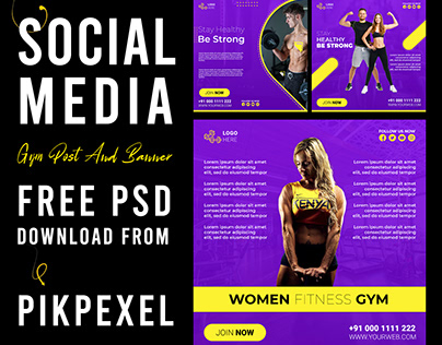 Gym and fitness social media poster template | free psd
