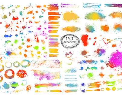 Multi-colored blots. Set of abstract blots for text.