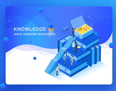isometric illustration about knowledge and book