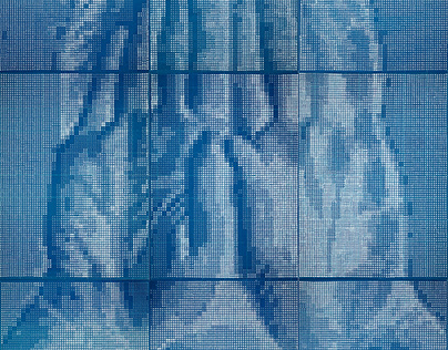 border / plexi / cyanotype blue