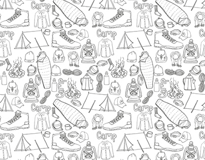 Camping Outdoors seamless pattern