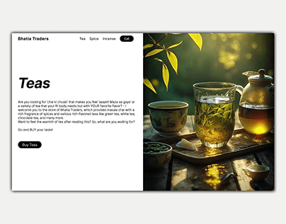 A web design for teas, incenses, and spices