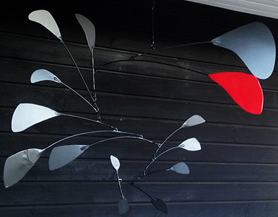 Kinetic Iron sculpture tribute to Calder