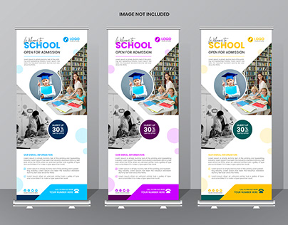 Modern Advertising School Admission Roll up Banner