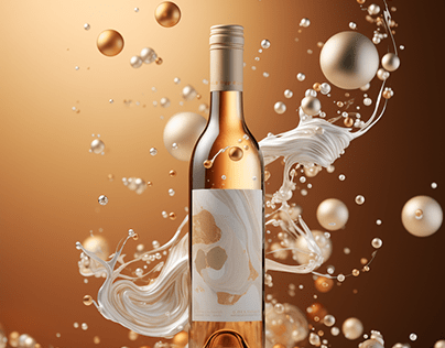 A bottle of white wine floating