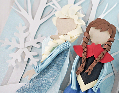Disney frozen princess Elsa & Anna paper illustration