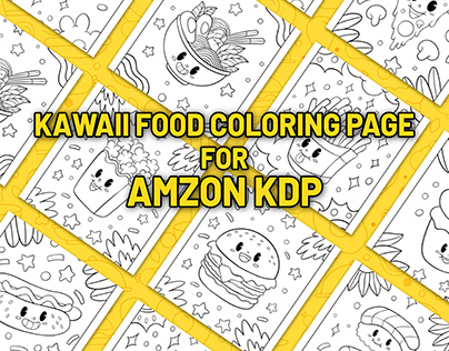 KAWAII FOOD COLORING PAGE FOR AMAZON KDP