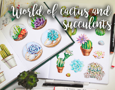 FREE | hand drawn elements of cactus and succulents