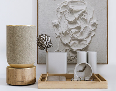 Decorative Set With Plaster Panel And Protea