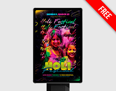 Free Holi Festival Poster PSD Template