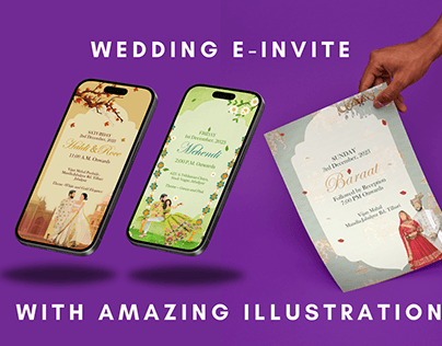 Indian Wedding E-Invite and animation with Illustration