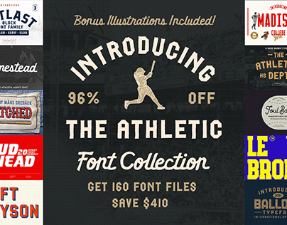 The Athletic Font Collection - 96% Off