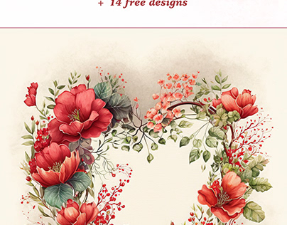 Valentine Wreath Bundle - Watercolor design