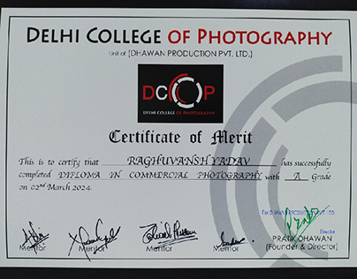 Certified by Delhi college of photography (DCOP)