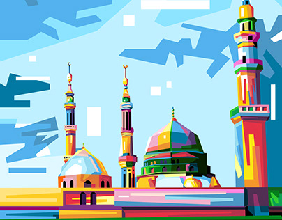colorful mosque illustration design