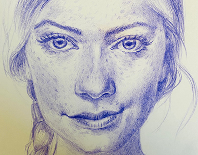 Portrait, violet, draw, pensil, blue, matite
