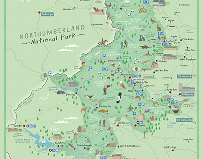 National Park illustrated map for Northumberland