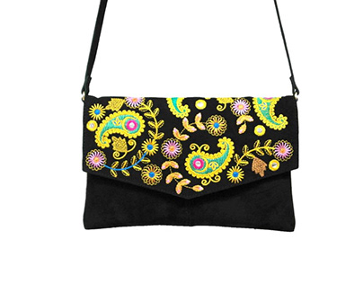 Embroidery on Suede leather bag