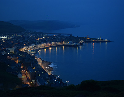 Aberystwyth at night from Constitution Hill