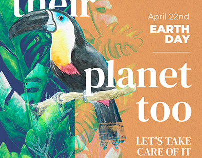 Earth day watercolor illustration & graphic design